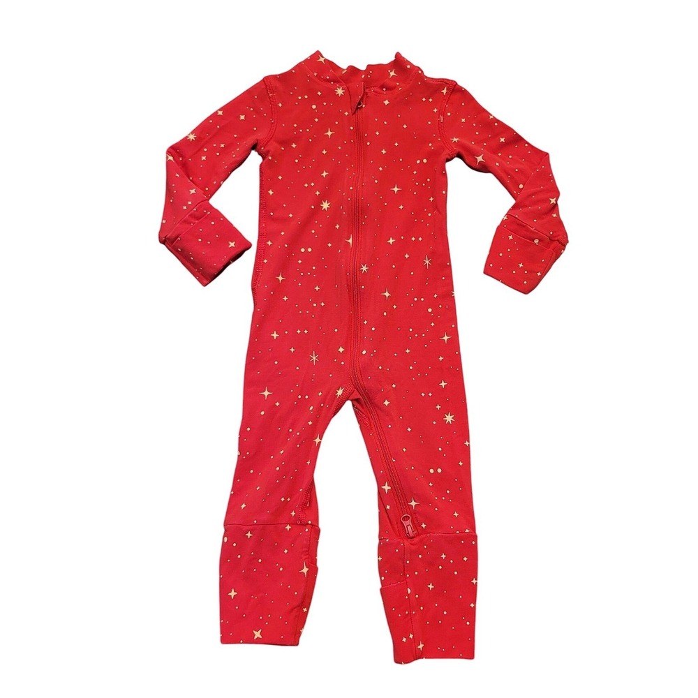 Hanna Andersson Baby‎ 3-6 Months Red Star Print Sleeper Pajamas Footed Zip